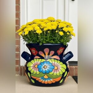 Handcrafted Mexican Talavera Planter Large Multicolor Clay Pot